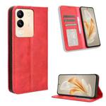 For vivo V29E / Y200 5G Magnetic Buckle Retro Texture Leather Phone Case(Red)