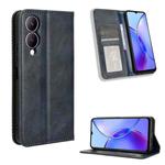For vivo Y33T 2023 V2317A Magnetic Buckle Retro Texture Leather Phone Case(Blue)