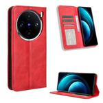 For vivo X100 5G Magnetic Buckle Retro Texture Leather Phone Case(Red)