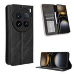 For vivo X100 Ultra 5G Magnetic Buckle Retro Texture Leather Phone Case(Black)