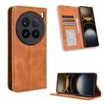 For vivo X100 Ultra 5G Magnetic Buckle Retro Texture Leather Phone Case(Brown)