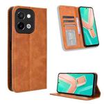 For vivo Y28 4G Magnetic Buckle Retro Texture Leather Phone Case(Brown)