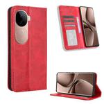 For vivo V40e 5G / iQOO Z9S 5G Magnetic Buckle Retro Texture Leather Phone Case(Red)