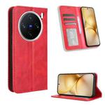 For vivo X200 5G Magnetic Buckle Retro Texture Leather Phone Case(Red)