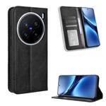 For vivo X200 Pro 5G Magnetic Buckle Retro Texture Leather Phone Case(Black)