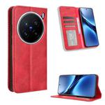 For vivo X200 Pro 5G Magnetic Buckle Retro Texture Leather Phone Case(Red)
