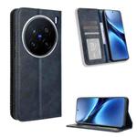 For vivo X200 Pro 5G Magnetic Buckle Retro Texture Leather Phone Case(Blue)