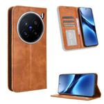 For vivo X200 Pro 5G Magnetic Buckle Retro Texture Leather Phone Case(Brown)