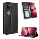 For vivo V50 5G Magnetic Buckle Retro Texture Leather Phone Case(Black)