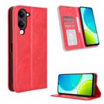 For vivo Y04 4G / Y29s 5G Magnetic Buckle Retro Texture Leather Phone Case(Red)