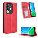 For vivo Y29 4G / T4x 5G Magnetic Buckle Retro Texture Leather Phone Case(Red)