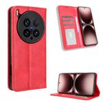 For vivo X200 Ultra 5G Magnetic Buckle Retro Texture Leather Phone Case(Red)