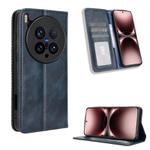 For vivo X200 Ultra 5G Magnetic Buckle Retro Texture Leather Phone Case(Blue)