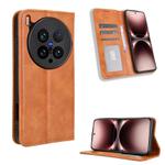 For vivo X200 Ultra 5G Magnetic Buckle Retro Texture Leather Phone Case(Brown)
