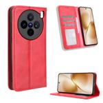 For vivo X200s 5G Magnetic Buckle Retro Texture Leather Phone Case(Red)