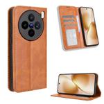 For vivo X200s 5G Magnetic Buckle Retro Texture Leather Phone Case(Brown)