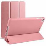 For iPad mini 5 / 4 / 3 / 2 / 1 3-folding TPU Horizontal Flip Leather Tablet Case with Holder(Rose Gold)