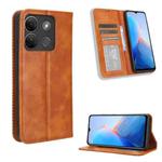 For Infinix Smart 7 Plus Magnetic Buckle Retro Texture Leather Phone Case(Brown)