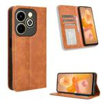 For Infinix Hot 40i 4G Magnetic Buckle Retro Texture Leather Phone Case(Brown)