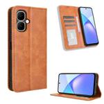 For Infinix Smart 10 / Tecno Pop 10 4G Magnetic Buckle Retro Texture Leather Phone Case(Brown)