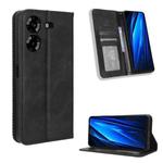 For Tenco Pova 5 4G Magnetic Buckle Retro Texture Leather Phone Case(Black)