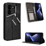 For Tecno Pova 5 Pro LH8n Magnetic Buckle Retro Texture Leather Phone Case(Black)