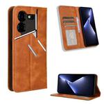 For Tecno Pova 5 Pro LH8n Magnetic Buckle Retro Texture Leather Phone Case(Brown)