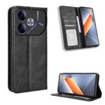 For Tecno Pova 6 4G Magnetic Buckle Retro Texture Leather Phone Case(Black)