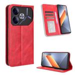 For Tecno Pova 6 4G Magnetic Buckle Retro Texture Leather Phone Case(Red)