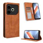 For Tecno Pova 6 Neo 4G Magnetic Buckle Retro Texture Leather Phone Case(Brown)