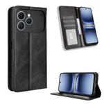 For Tecno Spark 40 4G Magnetic Buckle Retro Texture Leather Phone Case(Black)