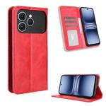For Tecno Spark 40 4G Magnetic Buckle Retro Texture Leather Phone Case(Red)