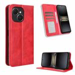 For Tecno Spark 40C Magnetic Buckle Retro Texture Leather Phone Case(Red)