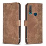 For vivo Y11 / Y15 / Y12 / Y17 Plaid Embossed Leather Phone Case(Brown)