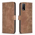 For vivo Y20 Plaid Embossed Leather Phone Case(Brown)