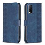 For vivo Y20 Plaid Embossed Leather Phone Case(Blue)