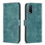 For vivo Y20 Plaid Embossed Leather Phone Case(Green)