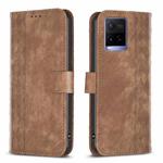 For vivo Y21 / Y21s / Y31s Plaid Embossed Leather Phone Case(Brown)