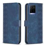 For vivo Y21 / Y21s / Y31s Plaid Embossed Leather Phone Case(Blue)