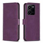 For vivo Y35 4G / Y22s Plaid Embossed Leather Phone Case(Purple)