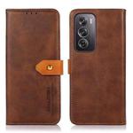 For OPPO Reno12 Pro 5G Global KHAZNEH Dual-color Cowhide Texture Flip Leather Phone Case(Brown)