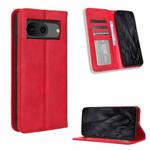 For Google Pixel 8 Magnetic Buckle Retro Texture Leather Phone Case(Red)