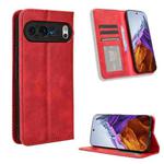 For Google Pixel 9 Pro Magnetic Buckle Retro Texture Leather Phone Case(Red)
