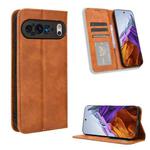 For Google Pixel 9 Magnetic Buckle Retro Texture Leather Phone Case(Brown)
