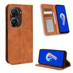 For ASUS Zenfone 10 / 9 Magnetic Buckle Retro Texture Leather Phone Case(Brown)