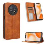 For Huawei Enjoy 60X Magnetic Buckle Retro Texture Leather Phone Case(Brown)