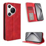 For Huawei Pura 70 Magnetic Buckle Retro Texture Leather Phone Case(Red)