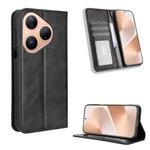 For Huawei Pura 80 5G Magnetic Buckle Retro Texture Leather Phone Case(Black)