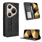 For Huawei Pura 80 Pro 5G / 80 Pro+ 5G Magnetic Buckle Retro Texture Leather Phone Case(Black)
