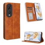 For Honor 90 Pro 5G Magnetic Buckle Retro Texture Leather Phone Case(Brown)